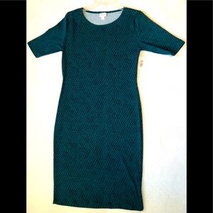 Lularoe ultra soft form fitting Julia dress super cute with boots.